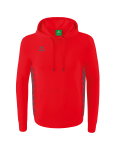 Erima Hooded Sweatshirt Essential Team Hooded Sweat (soft cotton, ribbed cuffs) red/grey Men